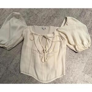 Reformation Ivory Puff Sleeve Top Size 6
